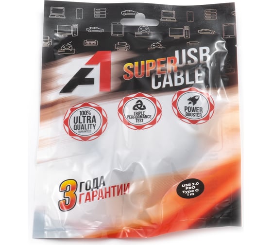 Кабель А1 USB 2.0 PRO 1 м., 2.0, разъемы USB Am-Type C. A1-CPRO-USB20ATypeC-1M