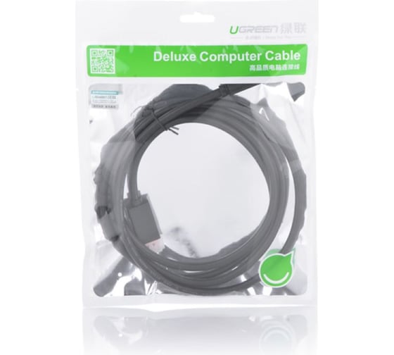 Кабель UGREEN Display Port на HDMI, 4К 30Гц, 1,5 м, цвет черный 10239