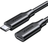 Кабель UGREEN USB-C папа на USB-C мама Gen2 5A, 10Gbps, 1м, цвет черный 10387