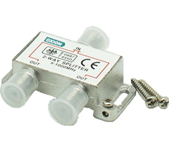 Разветвитель F на 2 TV (5-1000MHz) OXION пакет 10 шт., арт. OX-SPL2W1000PCS10 1