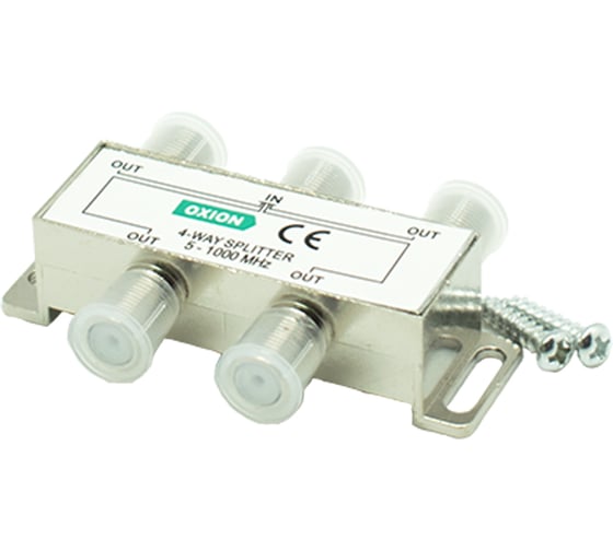 Разветвитель F на 4 TV (5-1000MHz) OXION пакет 10 шт., арт. OX-SPL4W1000PCS10 1