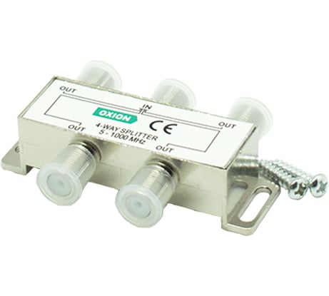 Разветвитель F на 4 TV (5-1000MHz) OXION блистер, арт. OX-SPL4W1000