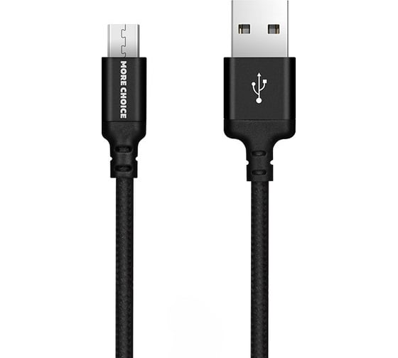Дата-кабель More Choice USB 2.1A для micro USB нейлон 1м K12m Black 1