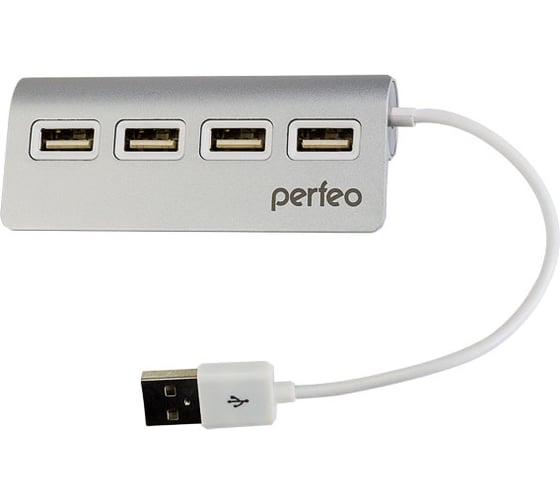 USB-концентратор Perfeo USB-HUB 4 Port, серебряный 30012982 1