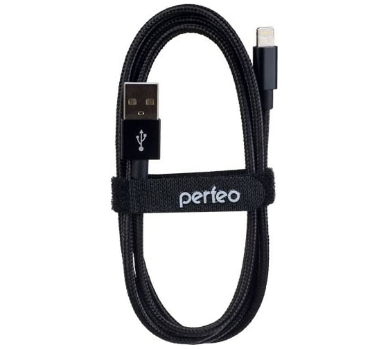 Кабель для iPhone USB-8 PIN Lightning PERFEO, черный, 1 м 30010744 1