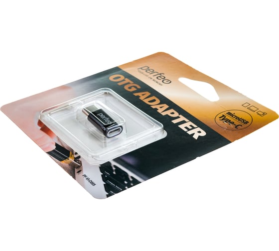 Адаптер Perfeo micro USB на Type-C, c OTG, чёрный 30010600