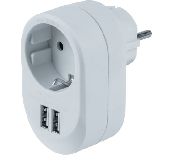 Адаптер Navigator NAD-USB01-1E-C-WH с заземлением 1гнездо USB3.4A 61454