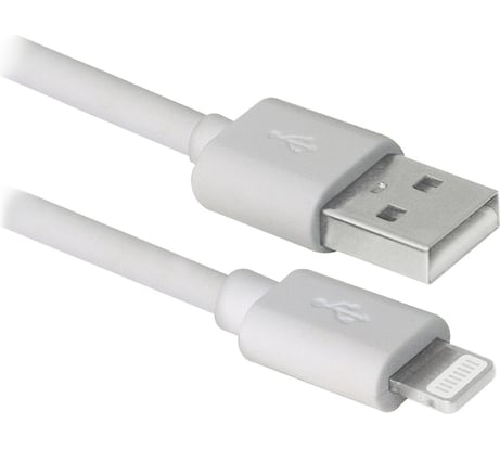 USB кабель DEFENDER ACH01-03BH, USB AM-Lightning, 1м, белый 87479