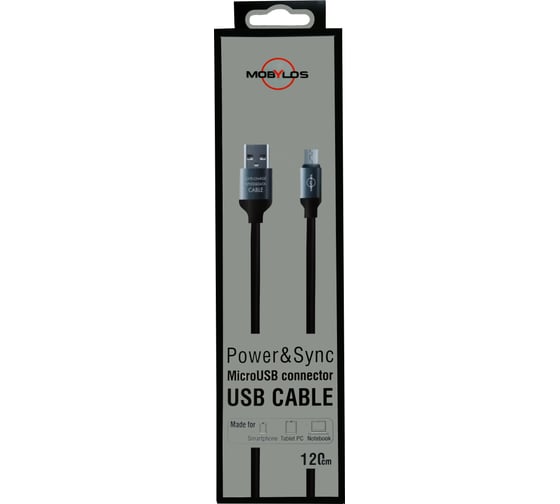 Кабель Mobylos MicroUSB 50018черный