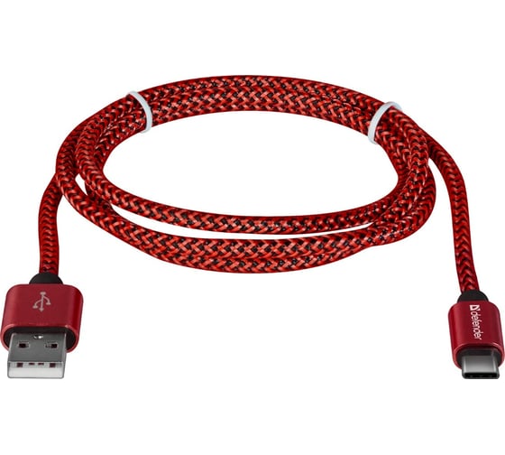 USB кабель DEFENDER USB09-03T PRO USB2.0 Красный, AM-Type-C, 1m, 2.1A 87813