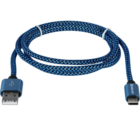 USB кабель DEFENDER USB09-03T PRO USB2.0 Синий, AM-Type-C, 1m, 2.1A 87817
