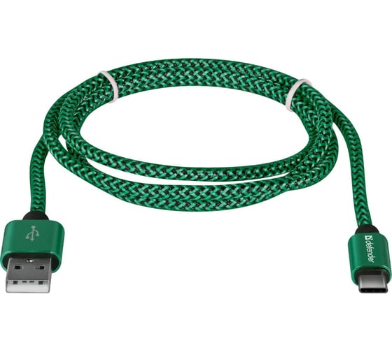 USB кабель DEFENDER USB09-03T PRO USB2.0 Зеленый, AM-Type-C, 1m, 2.1A 87816