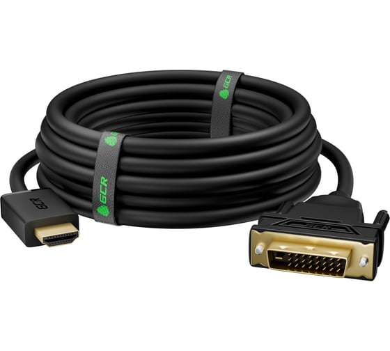 Кабель HDMI-DVI GCR OD7.3mm, позолоченные контакты 10м черный VIVHDI2DVI1-10.0m