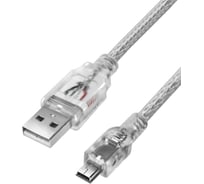 Кабель mini USB GCR 3.0м, прозрачный, армированный, морозостойкий VIV50I795