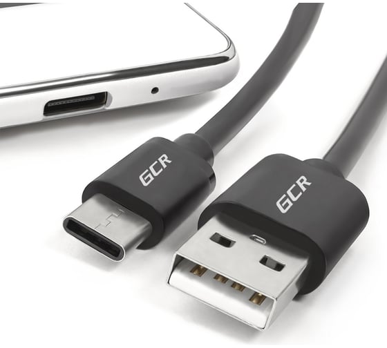 Кабель для зарядки телефона GCR TypeC, 0.5m, черный UC1AM-BB2S-0.5m