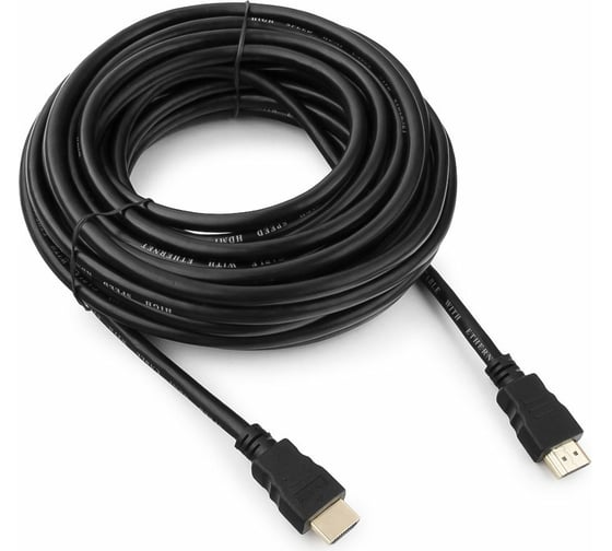 Кабель HDMI Гарнизон 19M/19M, v1.4, позол.разъемы, экран, 10м, черный, пакет GCC-HDMI-10M 1