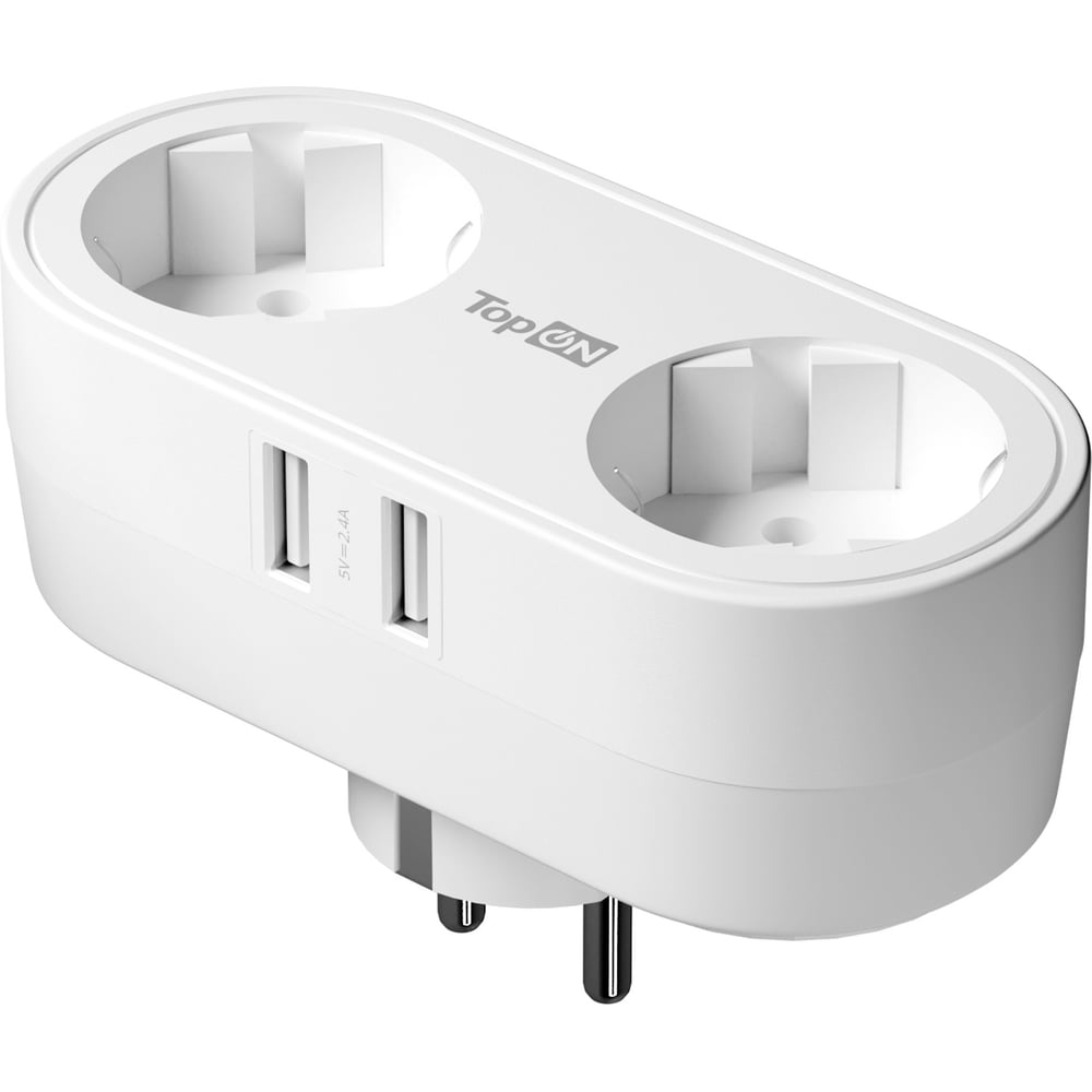 Двойник для розетки с заземлением TopON 4000W 16A, 2 USB 12W Белый TOP ...
