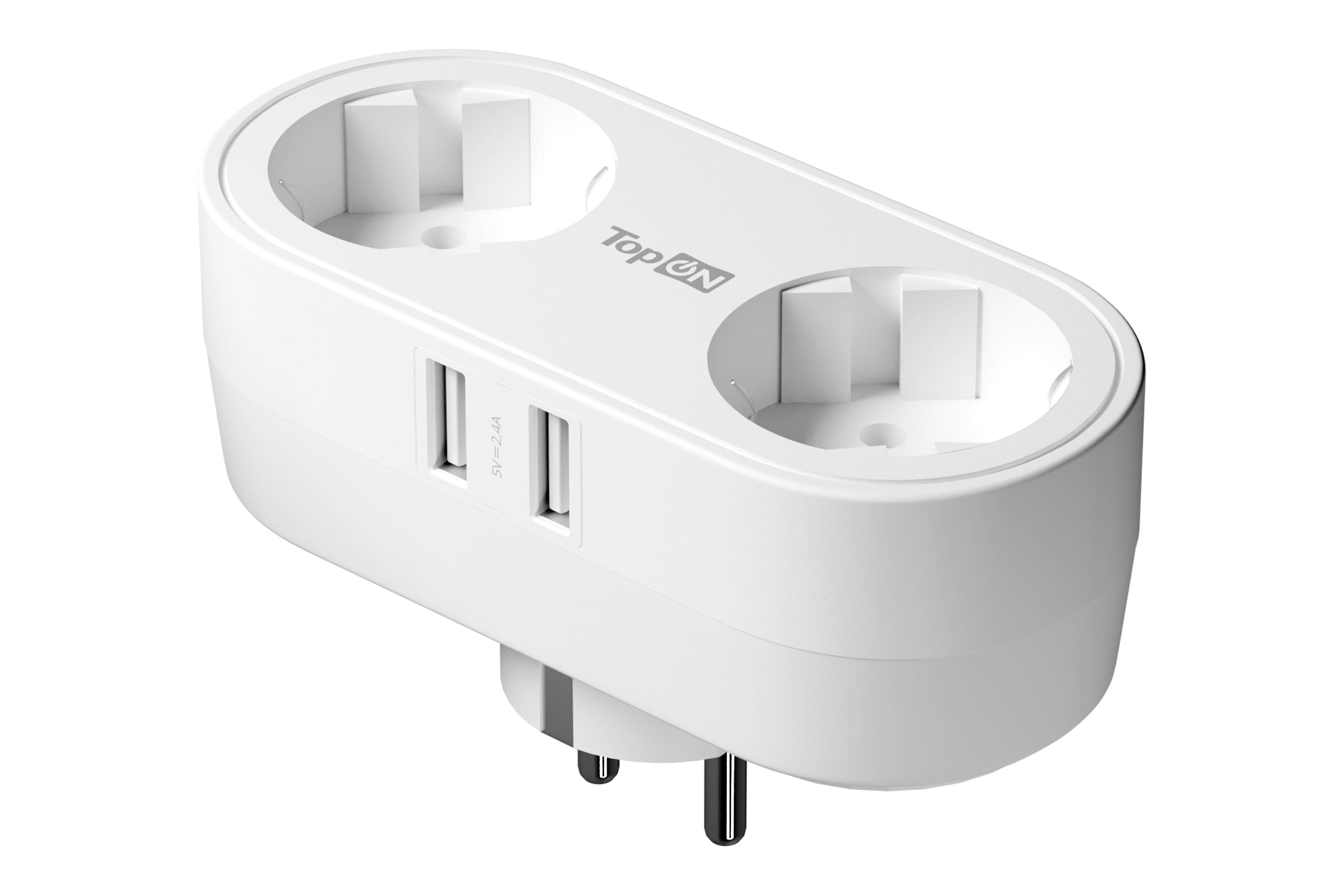 ДвойникдлярозеткисзаземлениемTopON4000W16A,2USB12WБелыйTOP-SL-822E-2A