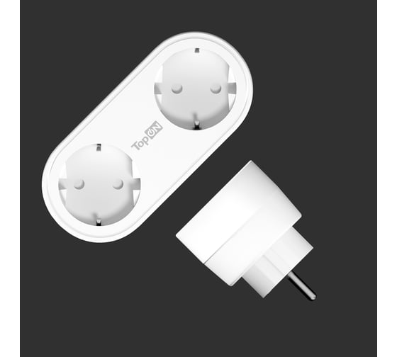 Двойник для розетки с заземлением TopON 4000W 16A, 2 USB 12W Белый TOP-SL-822E-2A