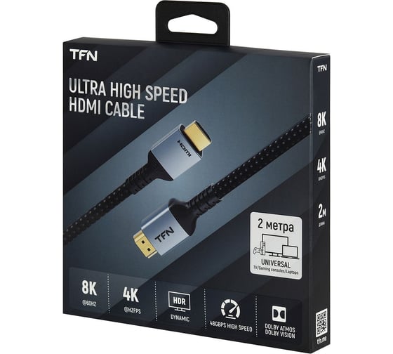 Кабель TFN HDMI v2.1 Ultra 8K, 2м, black TFN-H-ULT8K-2MBK