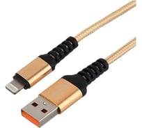 Кабель GoPower GP02L USB (m)-Lightning (m) 1.0м 2.4A нейлон золотой 00-00022790