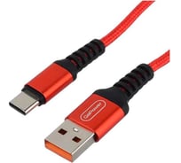 Кабель GoPower GP02T USB (m)-Type-C (m) 1.0м 2.4A нейлон красный 00-00022792