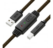 Активный кабель USB 2.0 GCR 5м, черно-прозрачный VIVUPIC3M1-BD2S-5.0m