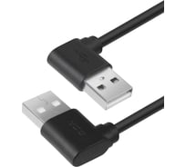 Угловой левый кабель USB 2.0 GCR 0.5м для подключения ПК чёрный VIVAUIM5AM-BB2S-0.5m