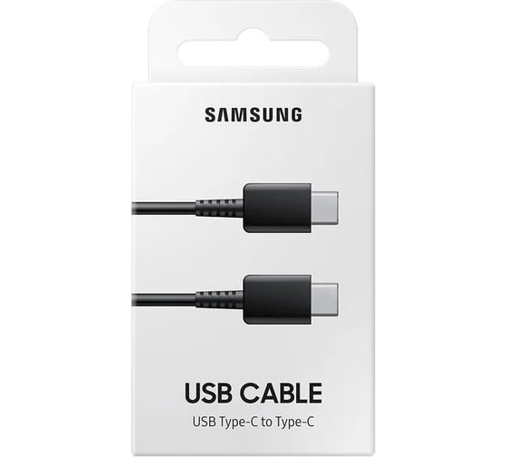 Кабель Remounts USB-C - USB-C Samsung (60W, 1м, 3А, круглый, PVC оболочка, PVC коннектора, черный) EP-DA705BBRGRU