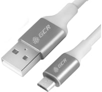 Кабель MicroUSB GCR 1,5m белый AL корпус серебро VIV51I710