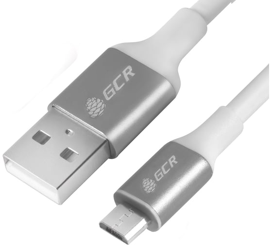 Кабель MicroUSB GCR 1,5m белый AL корпус серебро VIV51I710 1