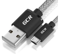 Кабель USB 2.0 AM-microB 5pin GCR 0,3m прозрачный, чёрные коннекторы VIV51I929