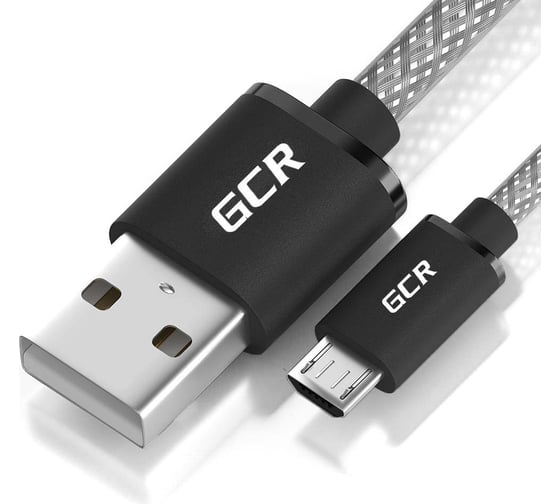 Кабель USB 2.0 AM-microB 5pin GCR 0,3m прозрачный, чёрные коннекторы VIV51I929 1