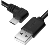 Угловой левый кабель USB 2.0 AM-microB 5pin GCR 3,0m чёрный VIVUAI8AMCB6-BB2S-3.0m