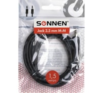 Кабель SONNEN Jack 3.5 mm M-M 1,5м для передачи стерео-аудио, черный 513119