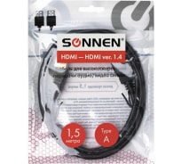 Кабель SONNEN HDMI AM-AM 1,5м для передачи цифрового аудио-видео, черный 513120