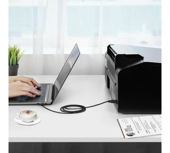 Кабель SONNEN USB 2.0 AM-BM 3м Premium медь для периферии экранированный черный 513129