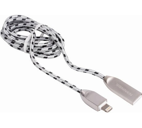 Кабель SONNEN USB 2.0-Lightning 1м Premium медь для iPhone/iPad передача данных и зарядка 513126