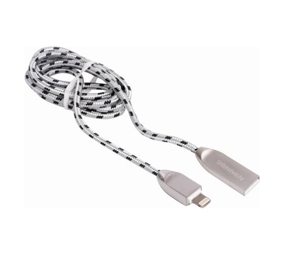 Кабель SONNEN USB 2.0-Lightning 1м Premium медь для iPhone/iPad передача данных и зарядка 513126
