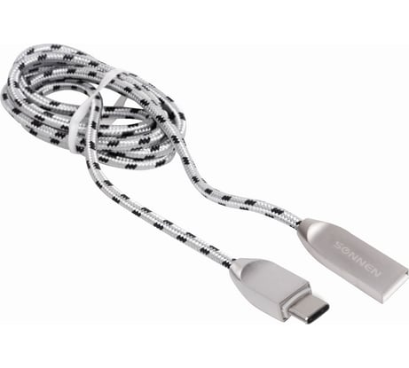 Кабель SONNEN USB 2.0-Type-C 1м Premium медь передача данных и быстрая зарядка 513127