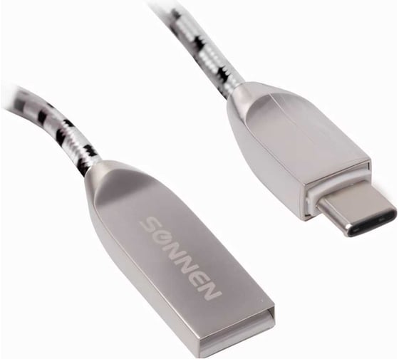 Кабель SONNEN USB 2.0-Type-C 1м Premium медь передача данных и быстрая зарядка 513127