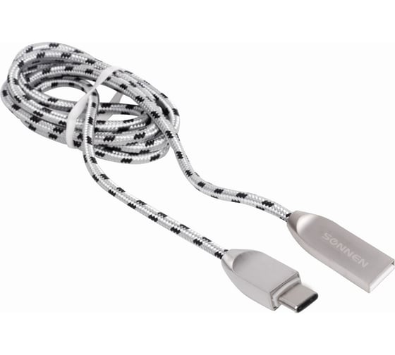 Кабель SONNEN USB 2.0-Type-C 1м Premium медь передача данных и быстрая зарядка 513127