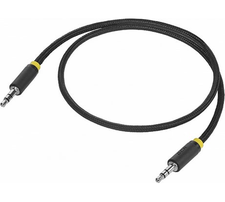 Аудио кабель GCR Jack 3.5 mm AUX, нейлон, черный желтая окантовка, 1,5м VIVAVIC8114-1.5m