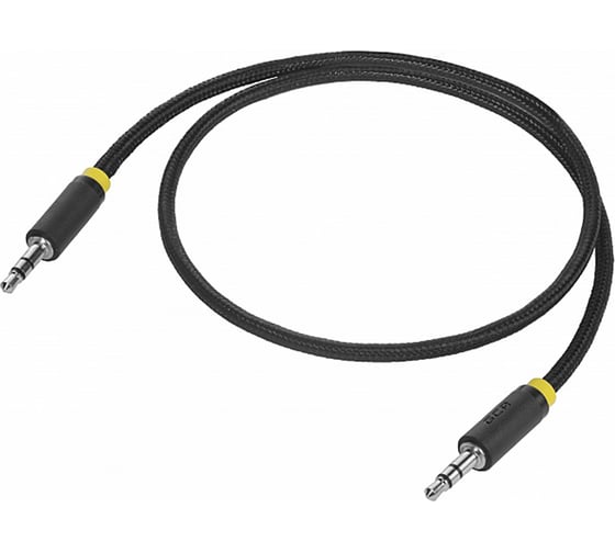 Аудио кабель GCR Jack 3.5 mm AUX, нейлон, черный желтая окантовка, 1,5м VIVAVIC8114-1.5m