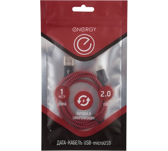 Кабель USB/MicroUSB Energy ET-03 цвет - красный 006376