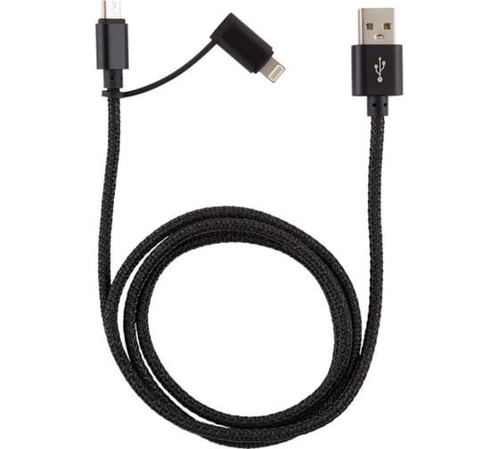 Кабель USB/MicroUSB+Lightning Energy ET-06 2в1 цвет - черный 006291