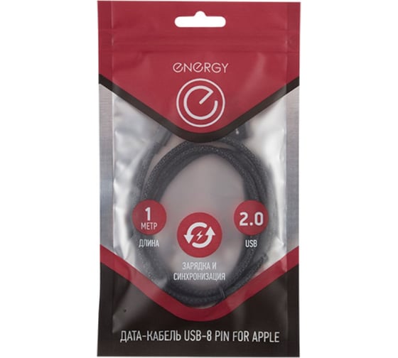 Кабель USB/Lightning Energy ET-02 цвет - черный 006280