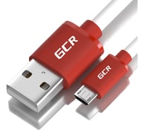 Кабель USB 2.0 AM-microB 5pin GCR 0,25m белый, красные коннекторы VIV51I501