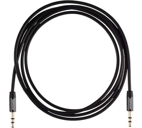 Кабель GoPower AUX Jack 3.5mm (m)-Jack 3.5mm (m), 1.5м, TPE, черный, Premium, Zip-Lock c подвесом 00-00027479