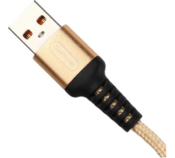 Кабель GoPower GP02M USB (m)-microUSB (m), 1.0м, 2.4A, нейлон, золотой 00-00022787